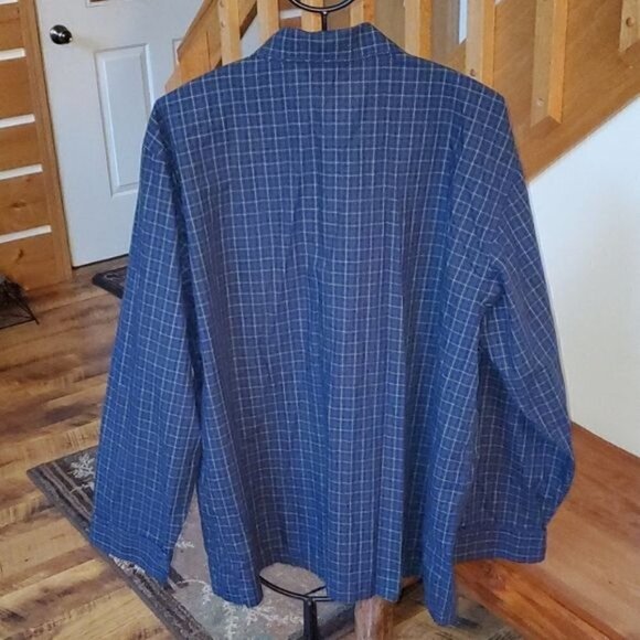 Lands' End Blue Plaid Button Down Top w Pocket & Elastic Waist w Sz L Pajama Set - Picture 5 of 16